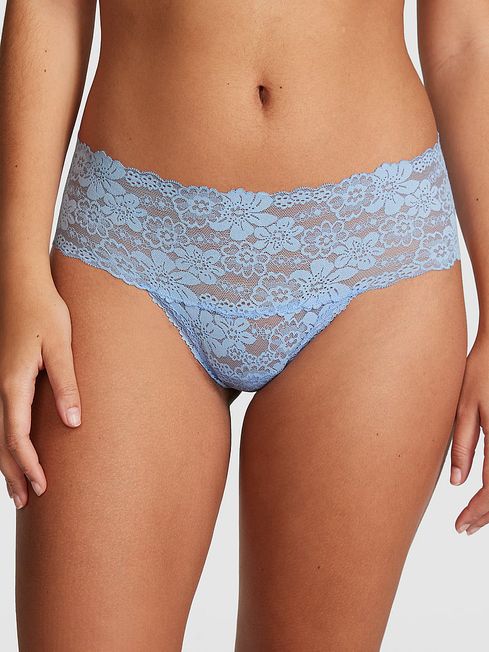 Victoria's Secret PINK Harbor Blue Hipster Thong Lace Knickers
