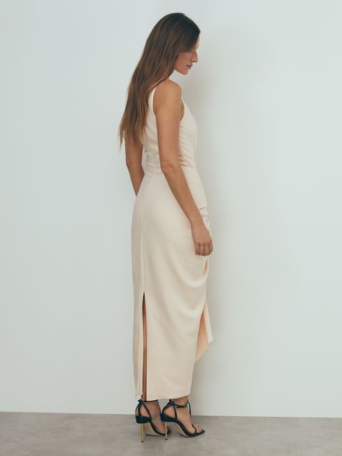 Reiss Blush Felicity Ruched Bodycon Midi Dress 6 Womens