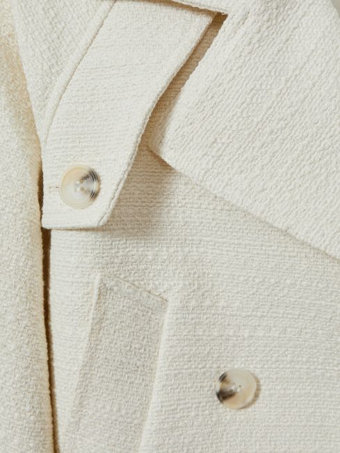 Meotine Cropped Tweed Jacket in Cream