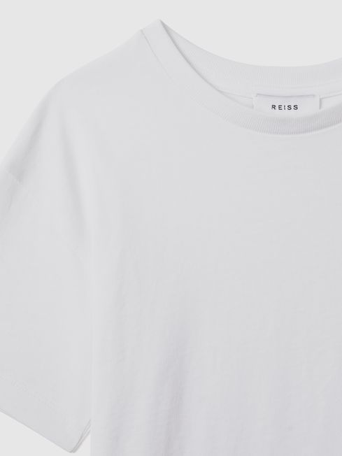 Reiss White Selby Teen Oversized Cotton Crew Neck T-Shirt