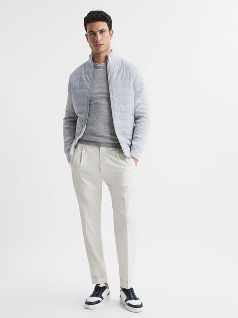 Reiss Trainer Hybrid Quilt and Knit Zip-Through Jacket | REISS USA
