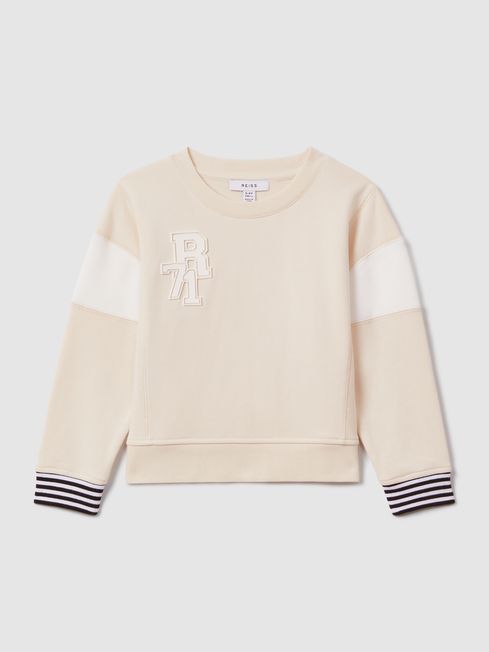 Reiss Ivory Colette Teen Cotton Blend Logo Sweatshirt