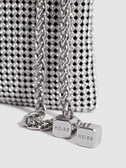 Reiss Silver Zuri Embellished Adjustable Strap Phone Pouch