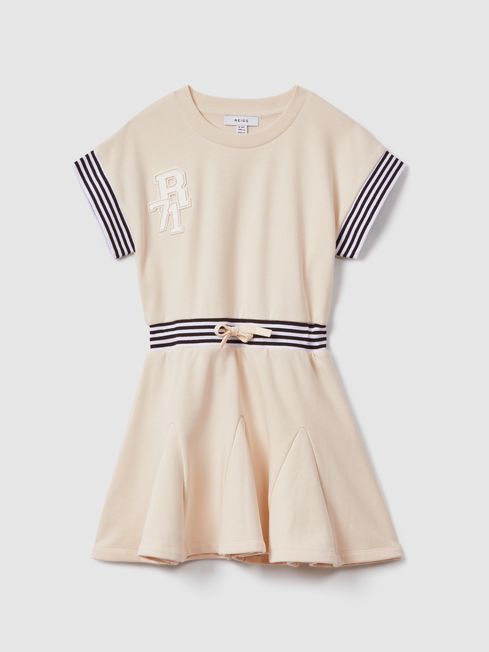 Reiss Ivory Milo Teen Cotton Blend Logo Dress