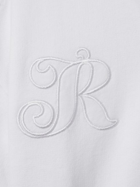 Reiss Ivory Pax Senior Cotton Cropped Polo Shirt