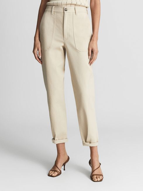 Reiss Erin Cotton Tapered Trousers | REISS USA