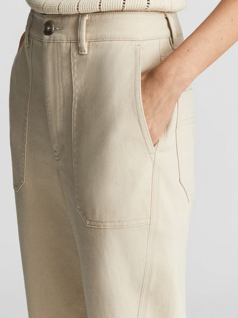 Reiss Stone Erin Cotton Tapered Trousers
