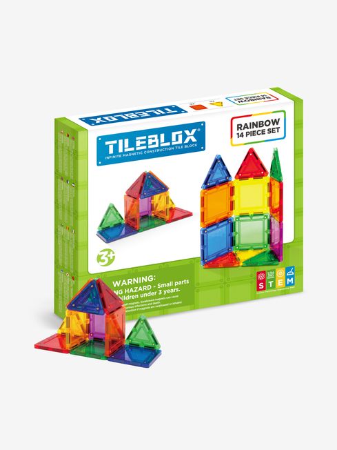 Tileblox Tileblox Rainbow 14 Piece Magnetic Tile Construction Set