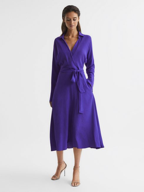 Reiss Cecily Wrap Shirt Midi Dress | REISS USA