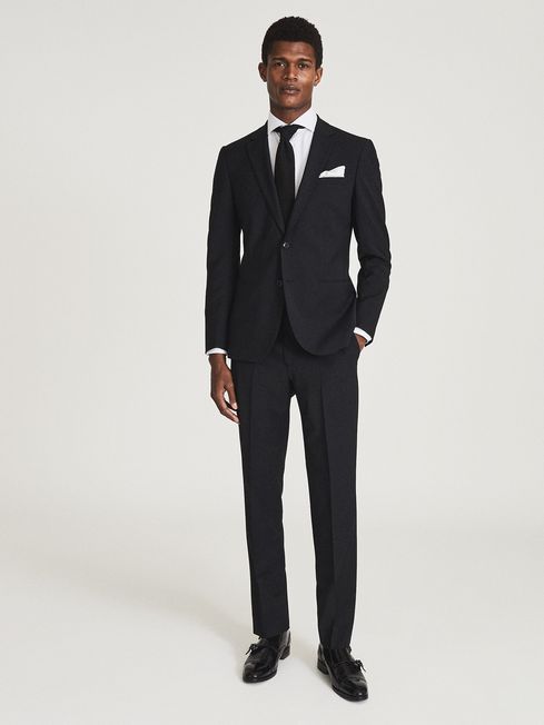 Reiss Black Pray Slim Fit Travel Trousers