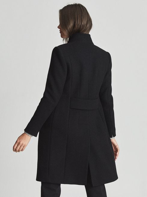 Wool Blend Mid Length Coat in Black REISS Germany