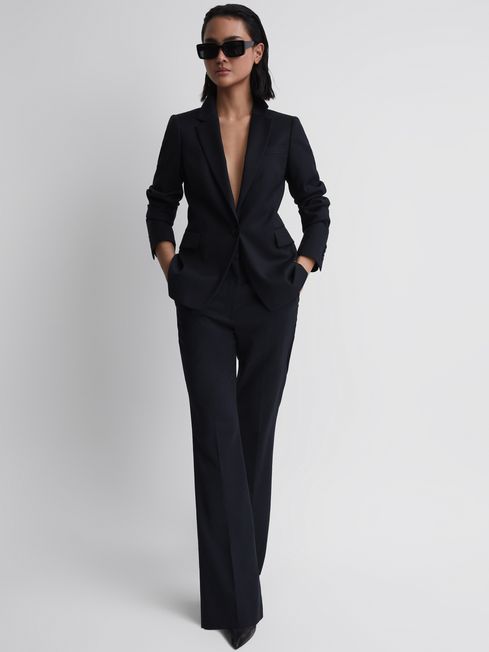 Reiss Navy Haisley Petite Tailored Flared Suit Trousers