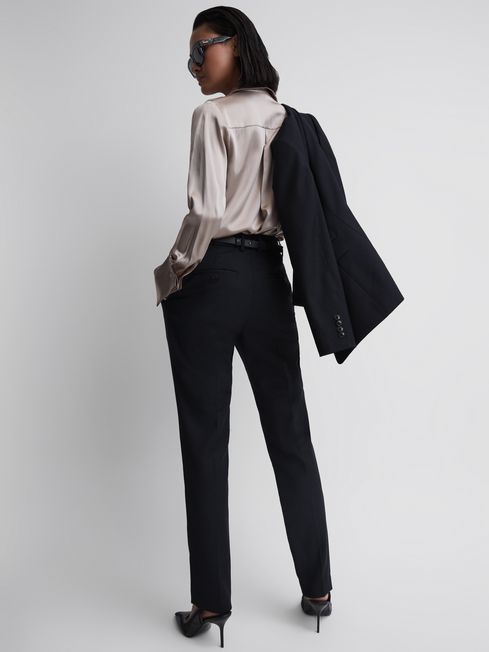 Reiss Navy Haisley Petite Wool Blend Tapered Suit Trousers