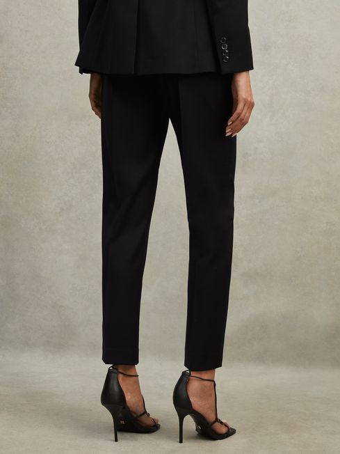Reiss Black Haisley Petite Wool Blend Tapered Suit Trousers