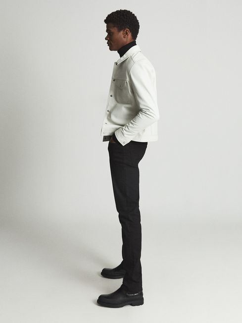 Reiss White Colfe Leather Overshirt