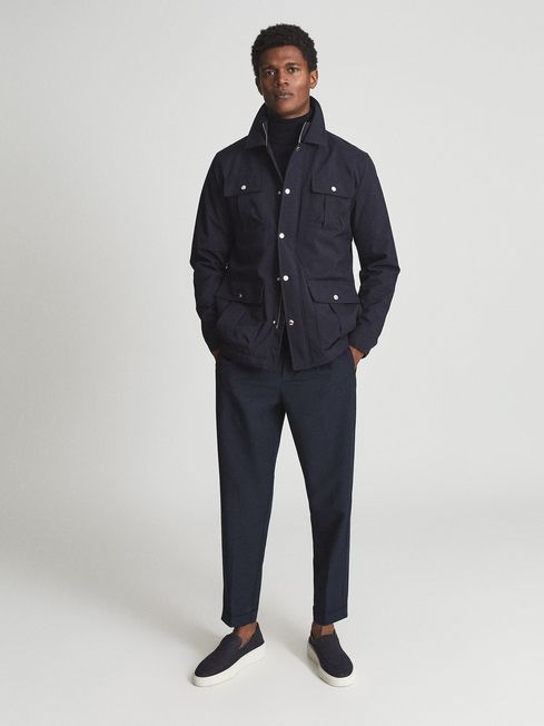 Reiss Navy Blue East Technical Field Jacket