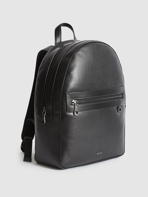 Reiss Black Ethan Leather Backpack | REISS Australia