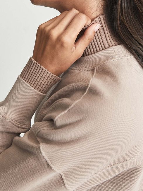 Reiss Camel Robyn Ribbed Roll-neck Sweater