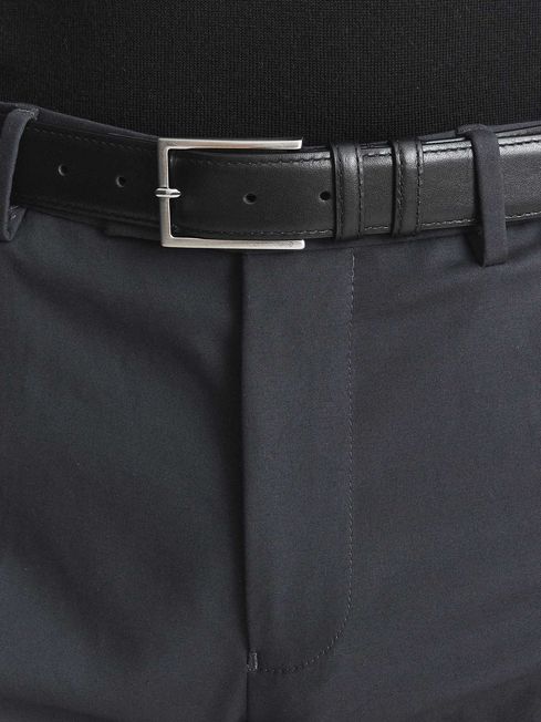 Reiss Black Martin Formal Leather Belt