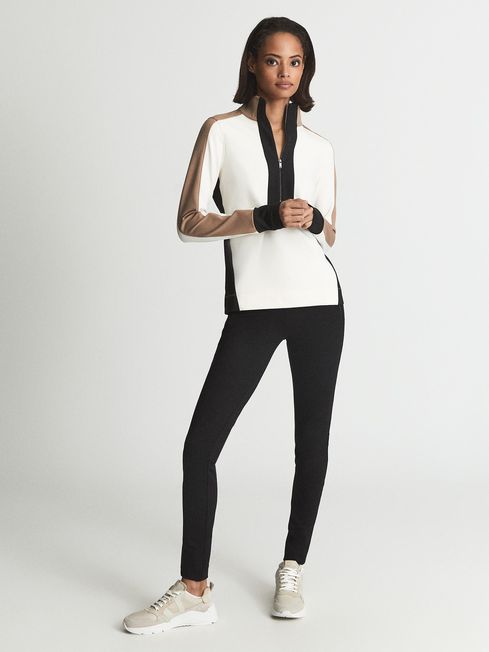 Reiss Mink/Black Ernie Half Zip Technical Jersey Jumper