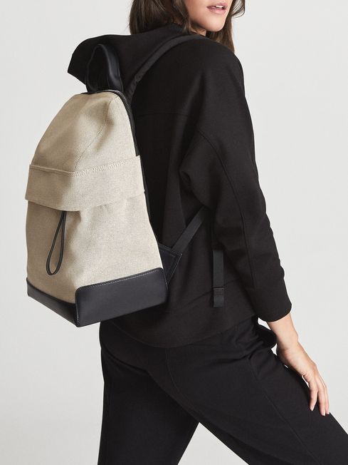 Reiss Off White Albion Canvas Backpack