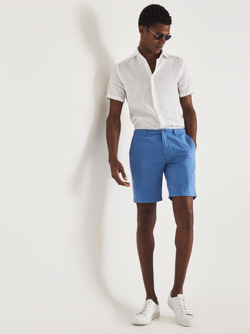 Reiss Ezra Cotton Linen Blend Shorts | REISS USA