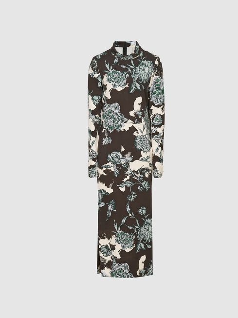 Blue floral high neck dress sale