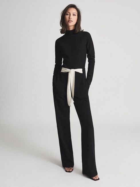 Open Back Jumpsuit in Black REISS Germany