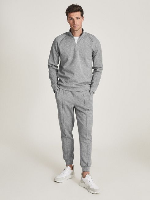 Neoprene Loungewear Joggers in Grey Melange REISS USA