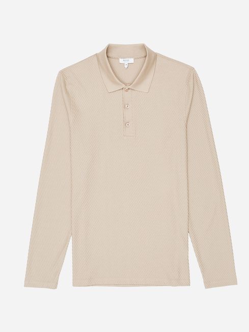 Reiss Stone Chester Mercerised Textured Cotton Polo Shirt
