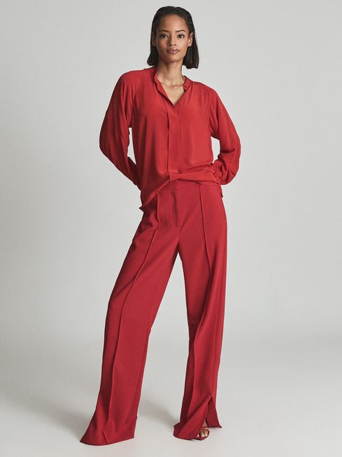 Reiss Red Harris Concealed Placket Blouse
