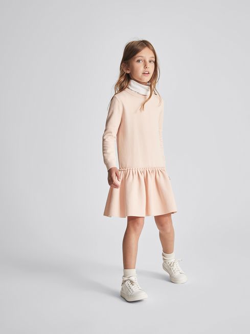 Reiss Pink Charlotte Junior Button Detail Mini Dress