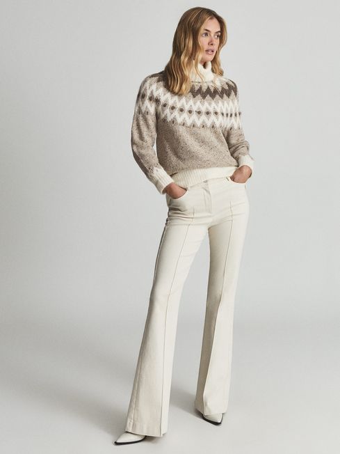 Reiss Grey Amy Fairisle Roll Neck Jumper