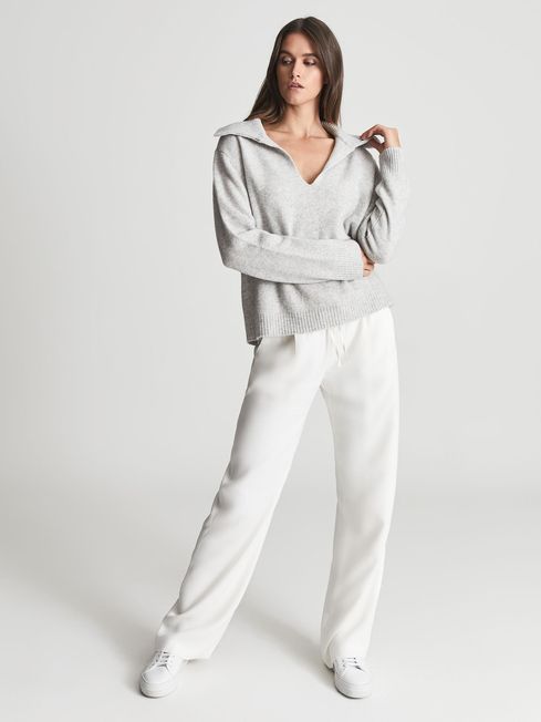 Reiss Grey Rylee Wool Cashmere Blend Jumper