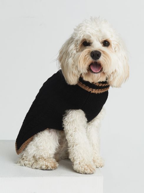 Reiss Black Aston Cable Knit Dog Sweater