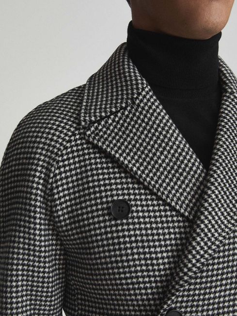 Reiss General Houndstooth Double Breasted Coat | REISS USA