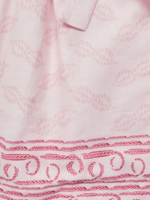 Reiss Pink Print Jacie Junior Cap Sleeve Double Breasted Dress