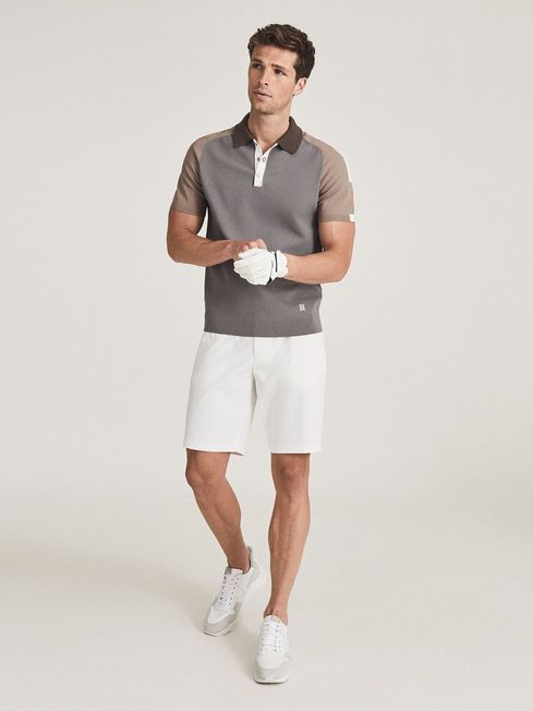 Reiss White Fairway Golf Performance Slim Fit Shorts