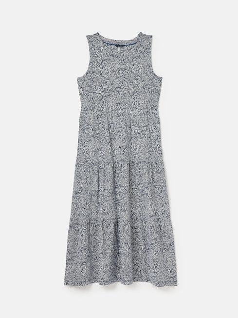 Joules Jayne Blue Jersey Tiered Dress