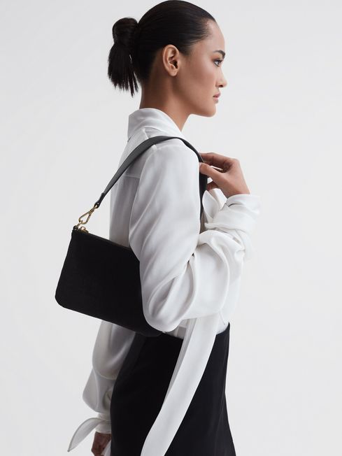 Velvet Handbag in Black REISS Ireland