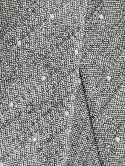 Reiss Soft Grey Levanzo Silk Textured Polka Dot Tie