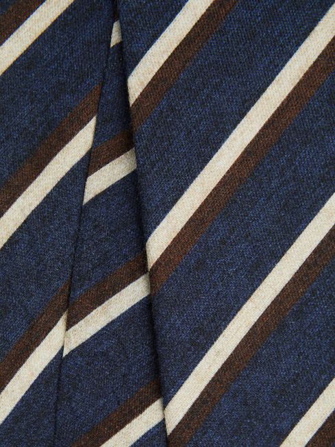 Reiss Navy Dino Wool-Cotton Striped Tie