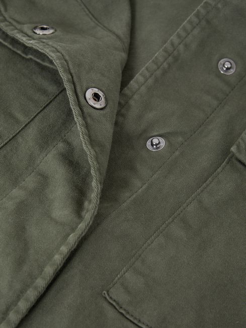 Good American Cotton Blend Utility Jacket in Fern Green