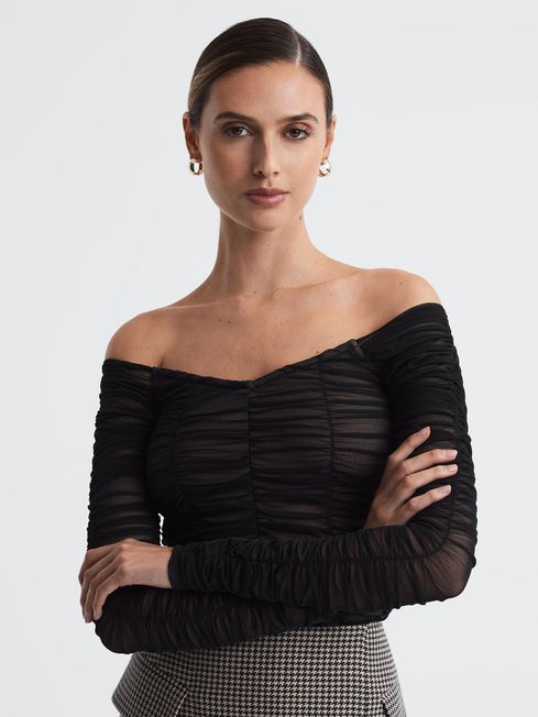 Good American Ruched Off-The-Shoulder Top