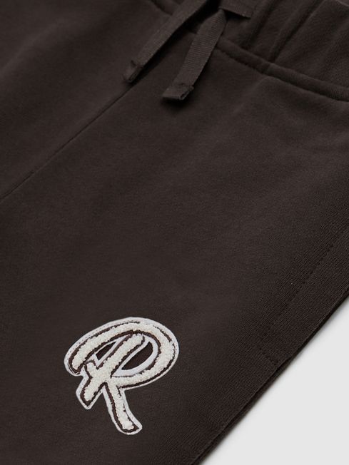 Reiss Chocolate Toby Junior Garment Dyed Logo Joggers