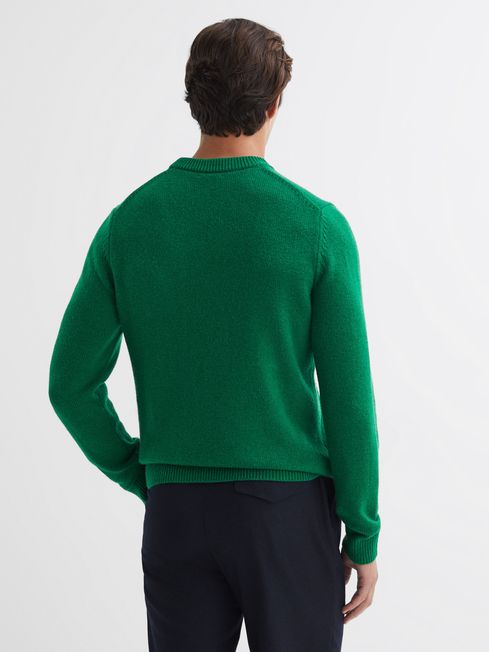 Wool Blend Chunky Crew Neck Jumper in Bright Green