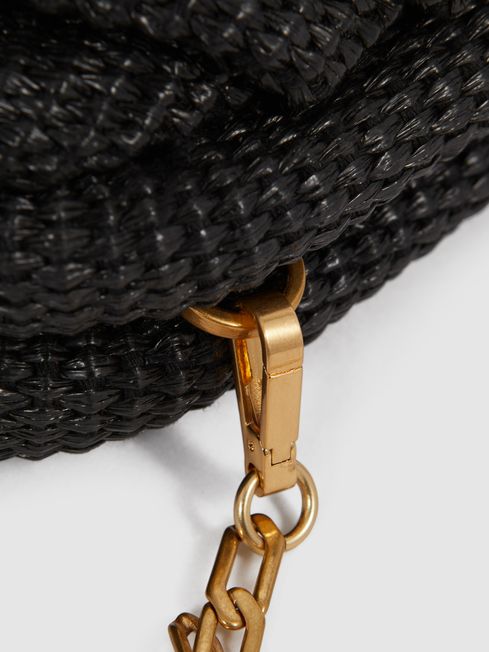Raffia Clutch Bag in Black REISS Germany