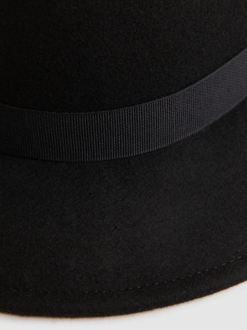 Reiss Black Ally Wool Fedora Hat