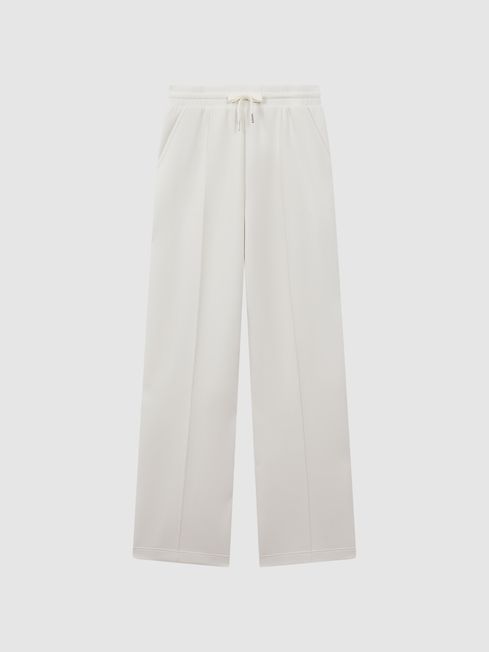 Drawstring Wide Leg Joggers in Ivory