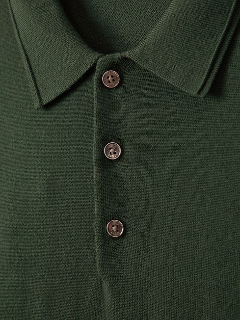 Reiss Hunting Green Trafford Merino Wool Polo Shirt